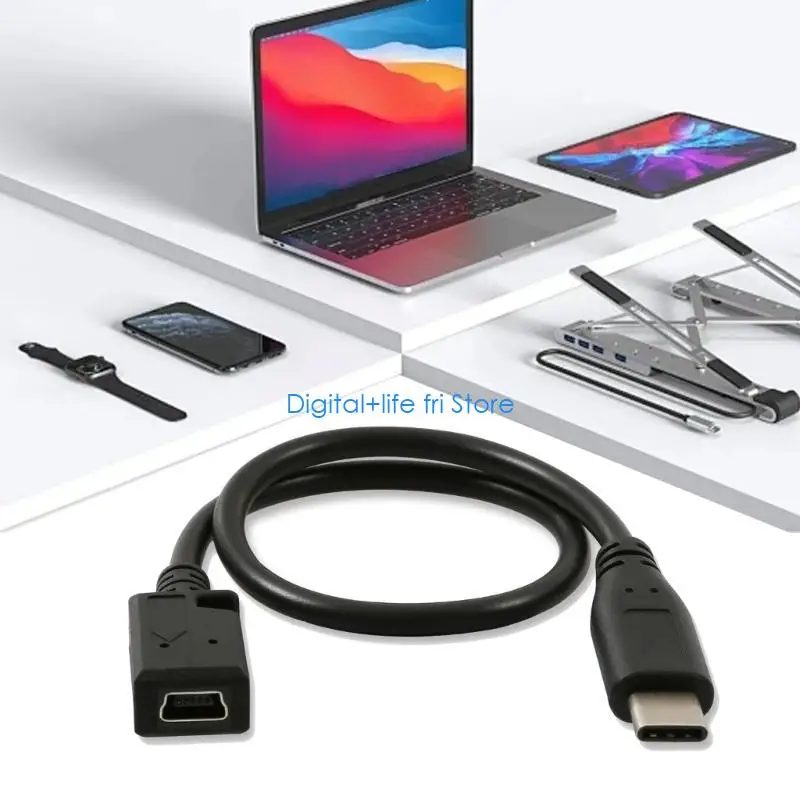 E06D USB 5Pin Female to Type C Male Conversion Adapter Cable Converter Wire Support 5V2A Charging & 480Mbps Data Transmission