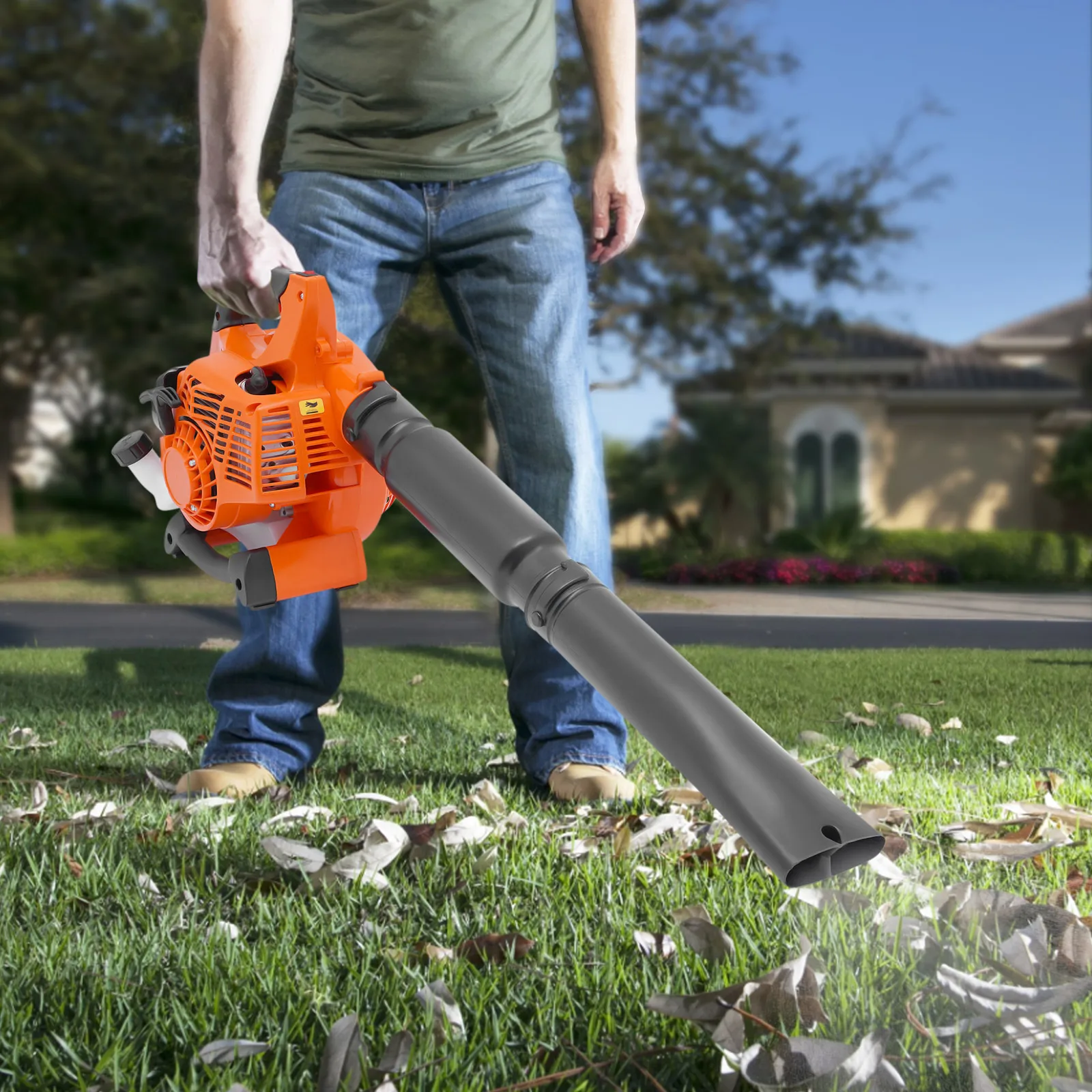 25.4cc Handheld Gas Blower,  Orange Handheld Leaf Blower