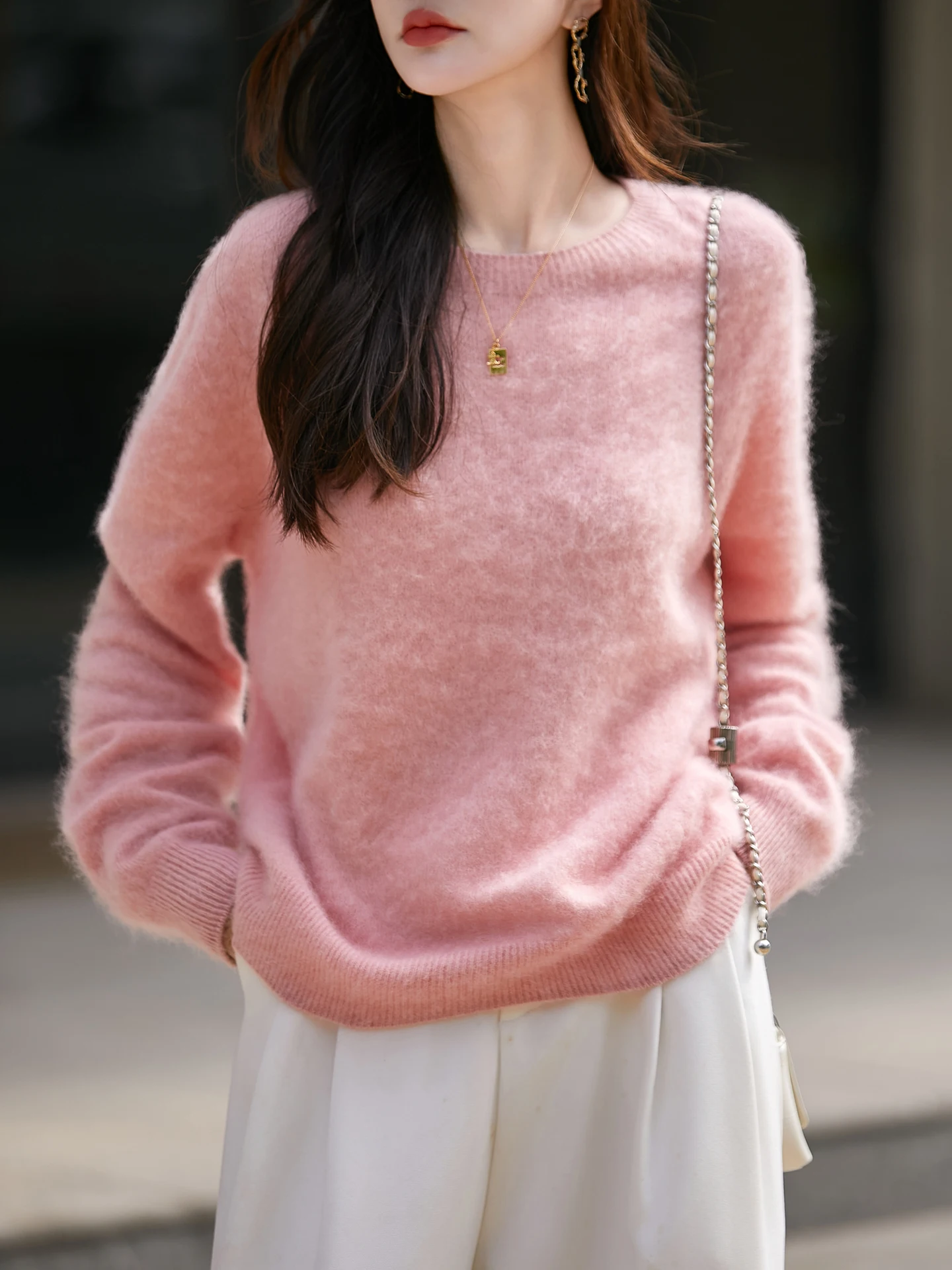 Knitted Tops 2025Autumn Winter Long Sleeve O-neck 100% Merino Wool Warm Solid Color Basic Knit Pullovers Jumpers Sweater Tops