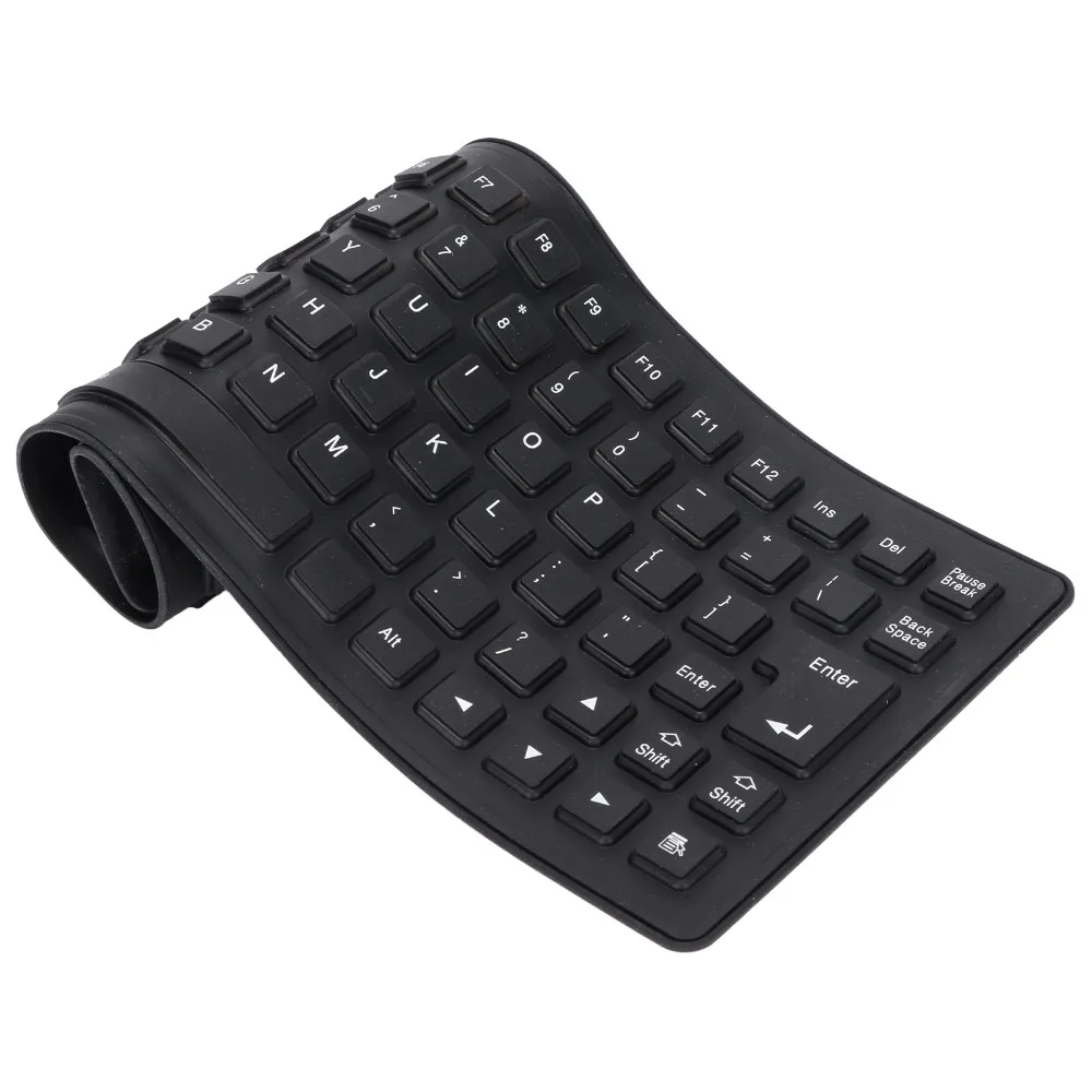 

Portable 85 Keys Silicone Keyboard Silent Keys Black/Orange/White USB Wired Keyboard Waterproof Foldable Keyboard PC Notebook