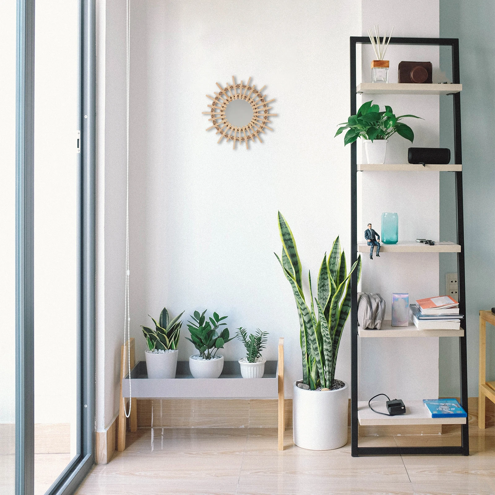 

1Pcs Wicker Weaving Craft Decorative Wall Mirror Hand-Woven Indoor Mirror Decor Compact Size Easy Use Long-Term Durability