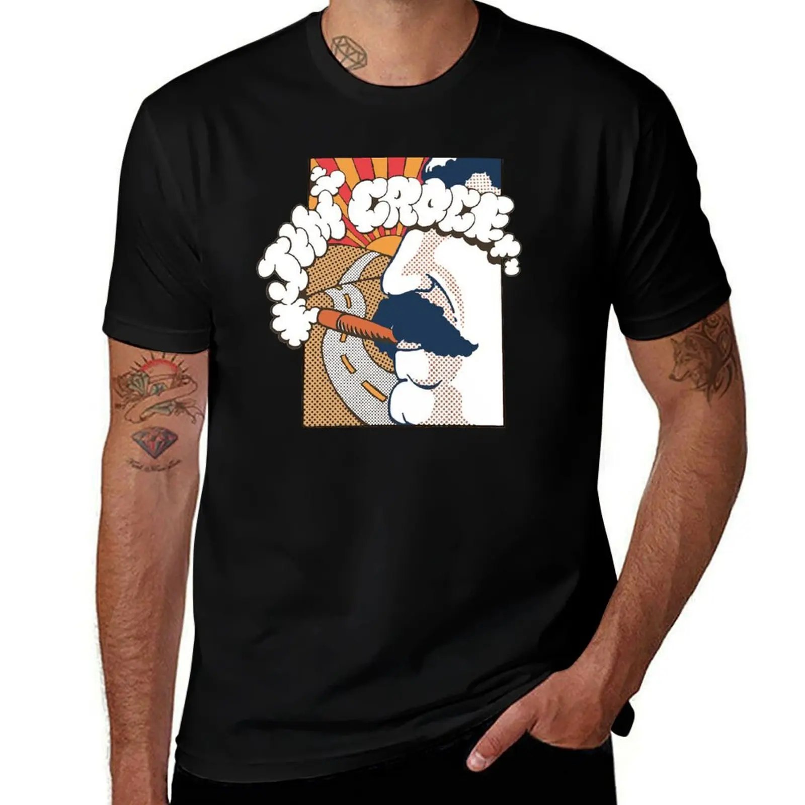 Jim Croce color dot matrix 70s design T-Shirt Basic Solid Tee for Daily Use T-Shirt