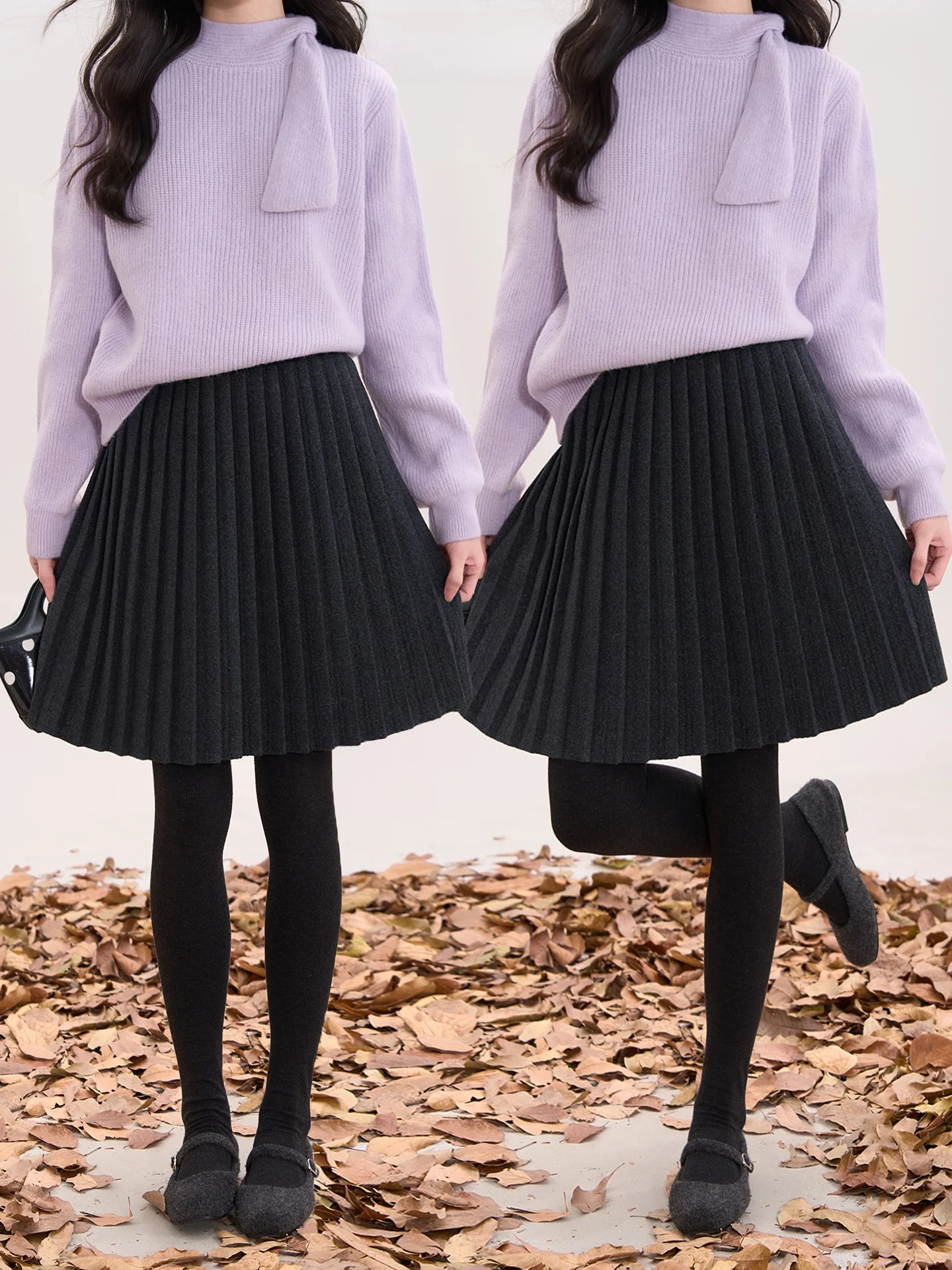 

Романтичная шерстяная плиссированная юбка А-силуэта с высокой талией для женщин, осенне-зимняя, модная, элегантная, из смесового полиэстера