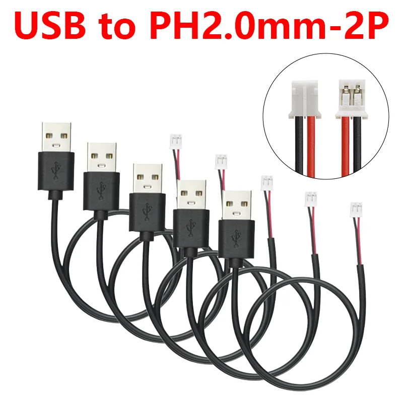 USB to PH2.0 2P Power Cable Adapter Convertor Cable for Electronics Male cable USB to Dupont 2pin power cable 100cm USB to PH2.0