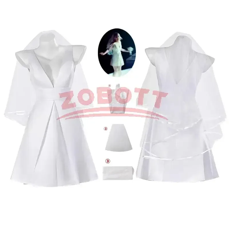 

Harleey косплей белое свадебное платье костюм для женщин и девочек сексуальное элегантное платье без рукавов с глубоким V-образным вырезом Хэллоуин карнавальное вечерние бальное платье