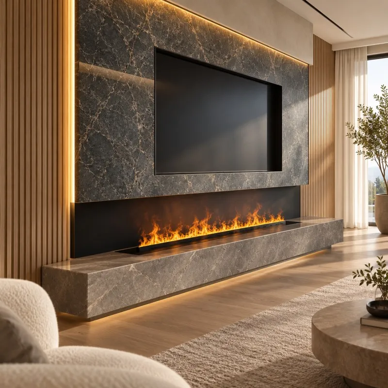 WOFAID Smart 3D Water Vapor Fireplace Insert LED Realistic Mist Flame APP Control for Living Room Media Wall Decor Fire Place