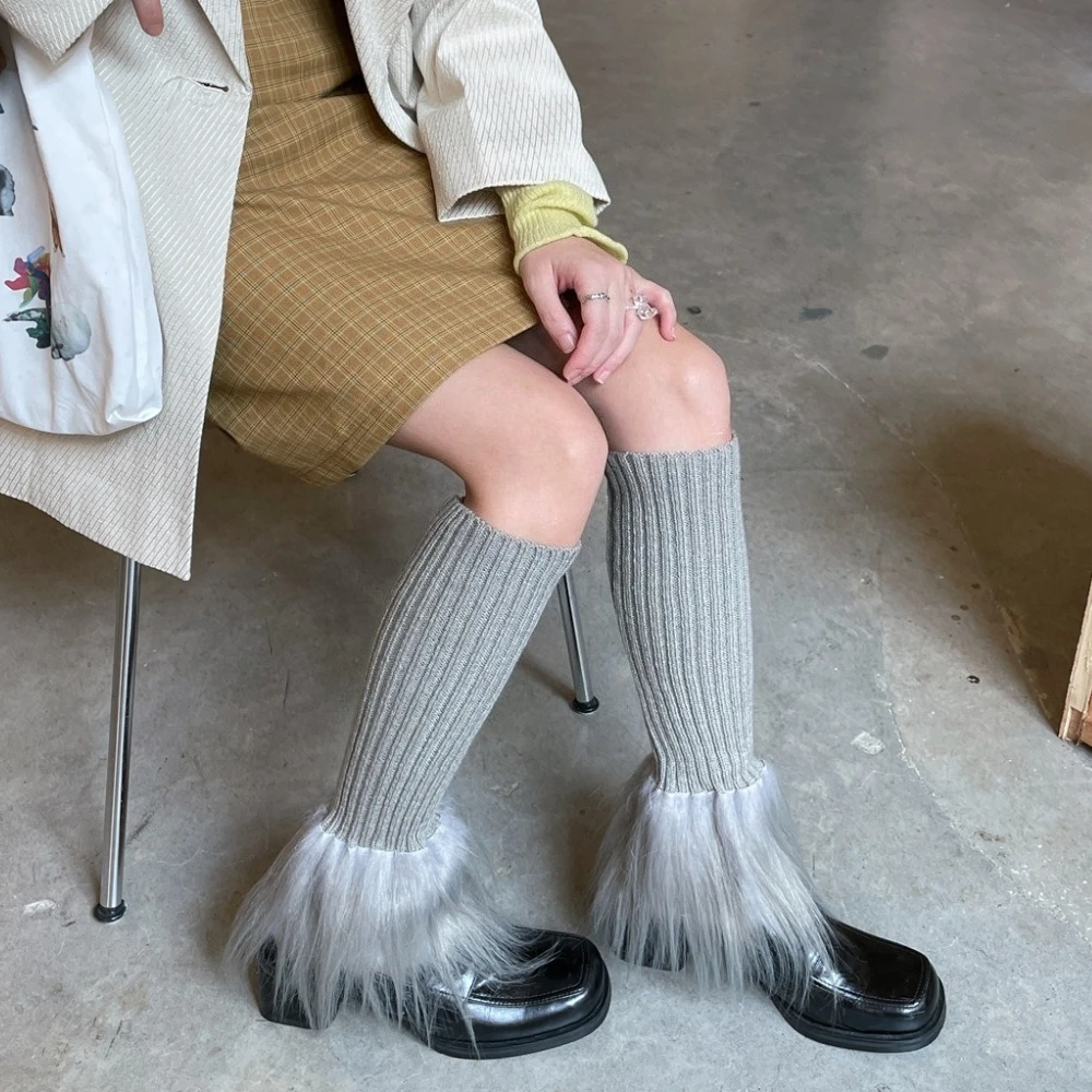 Knitted Splicing Leg Warmers Women 2026 Autumn and Winter Leg Cover Knee Socks Y2k Leg Warmers Foot Cover Calf Socks Stockings