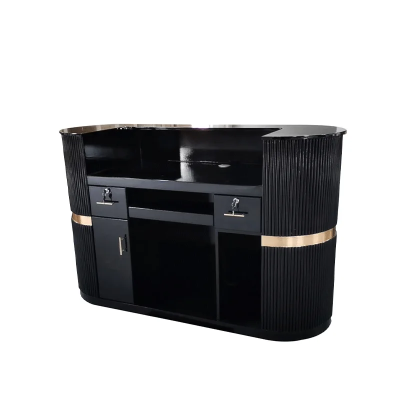 Beauty Salon Modern U Shape Black Front Desk Reception Desk Counter