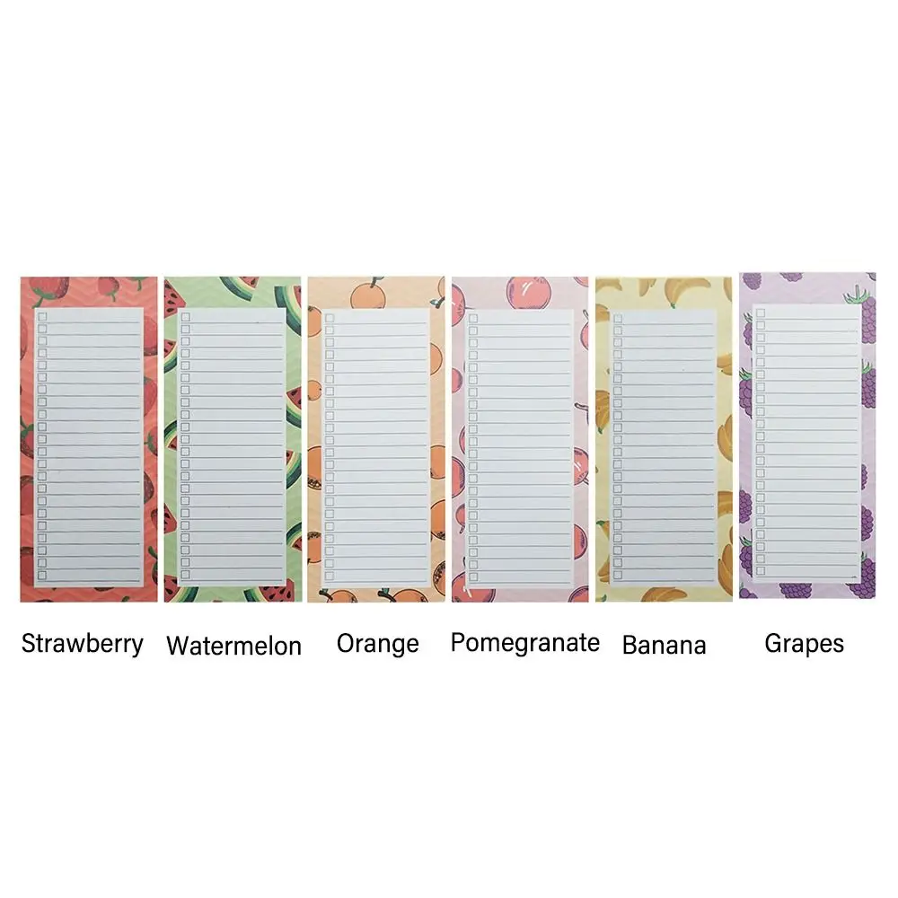 50 Sheets Magnetic Note Pad Removable Sticky Planner Memo Pad For Fridge Fruits Printed Pattern Plan Book To Do List Stationery