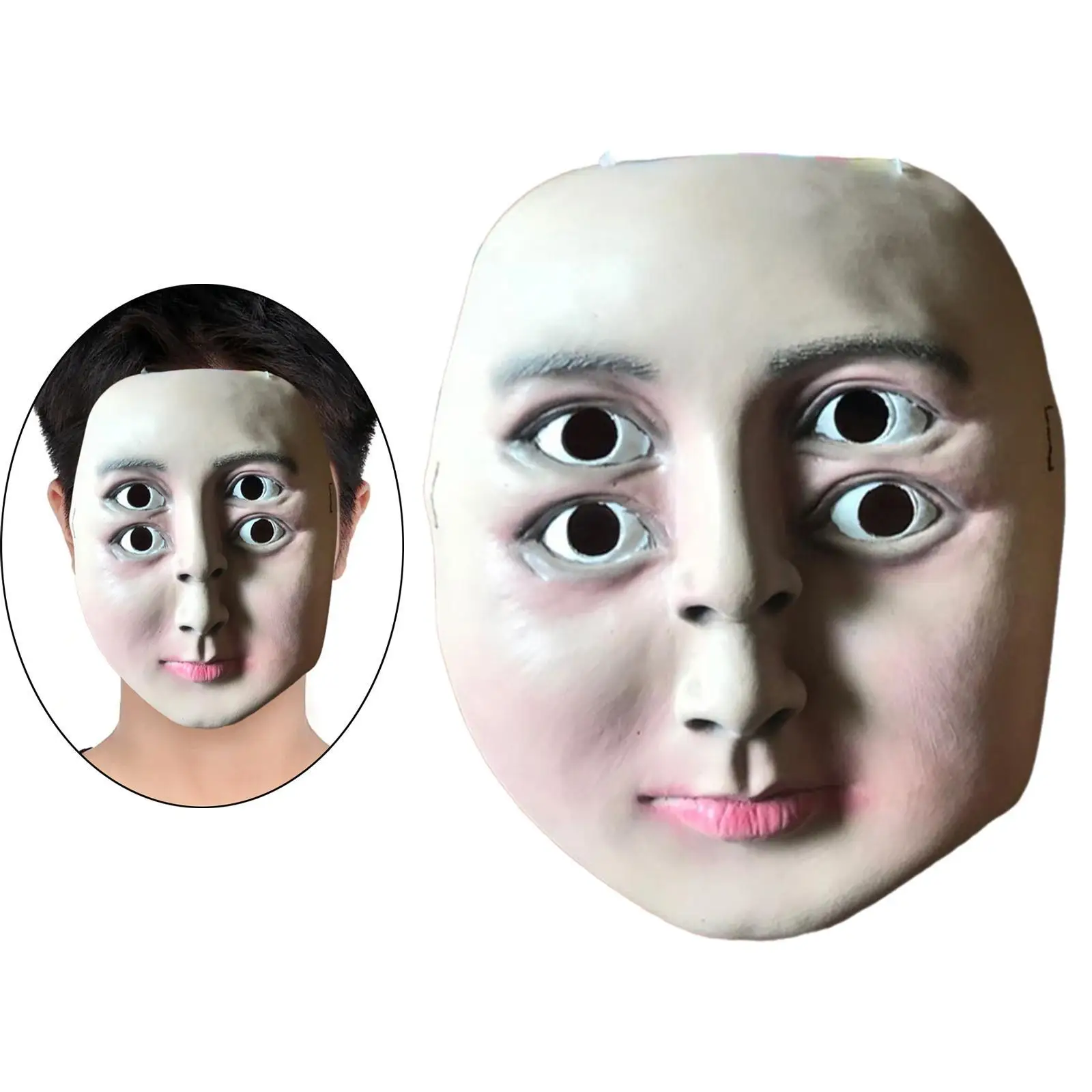 Maschera di Halloween Copertura per il viso Maschera spaventosa per quattro occhi Maschera in lattice per occhi multipli per fantasia