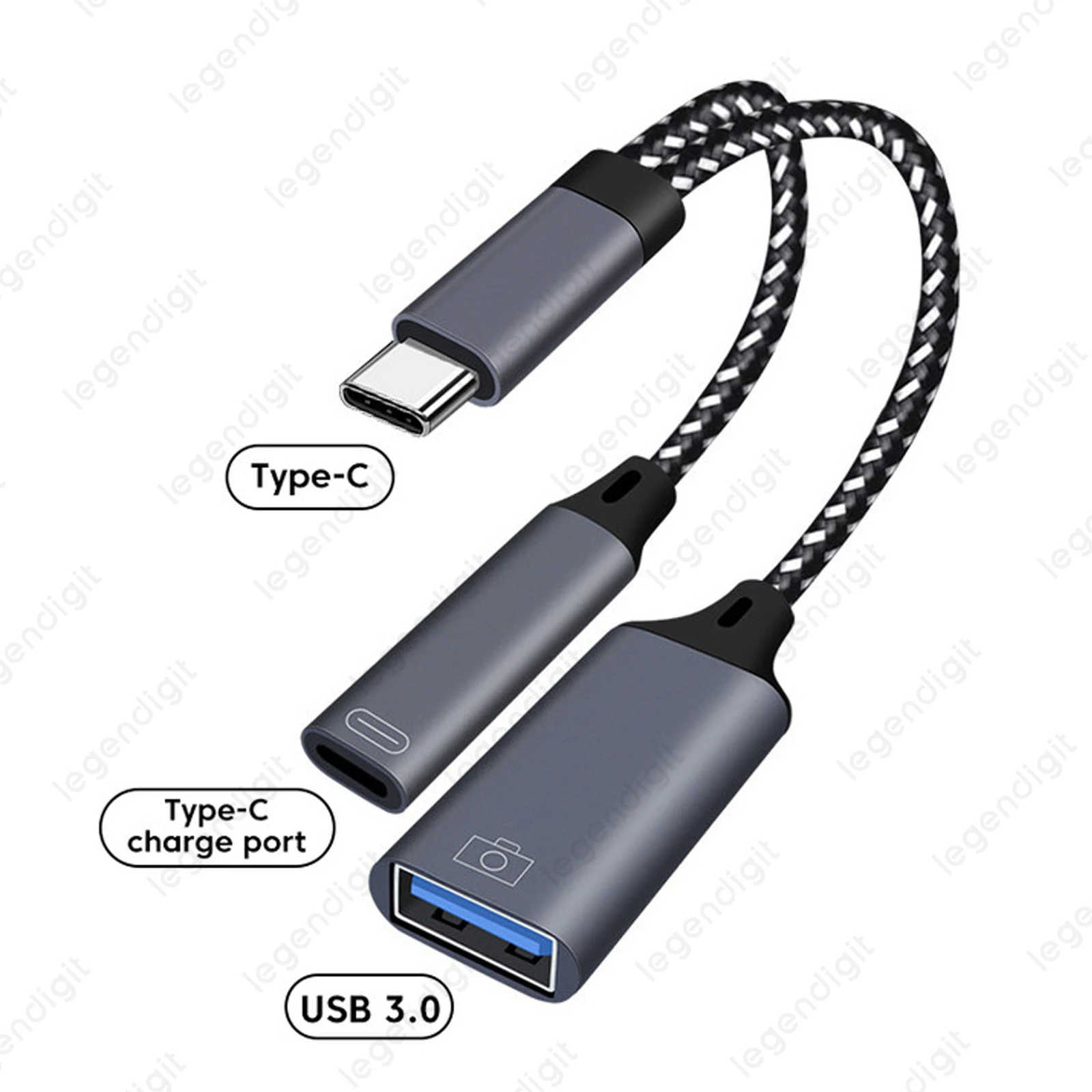 2-in-1 Typ-C zu USB-A OTG-Kabel Telefonadapter mit Ladekabel und USB-Anschluss für iPhone15 16 Pro Mac iPad Samsung Huawei Laptop