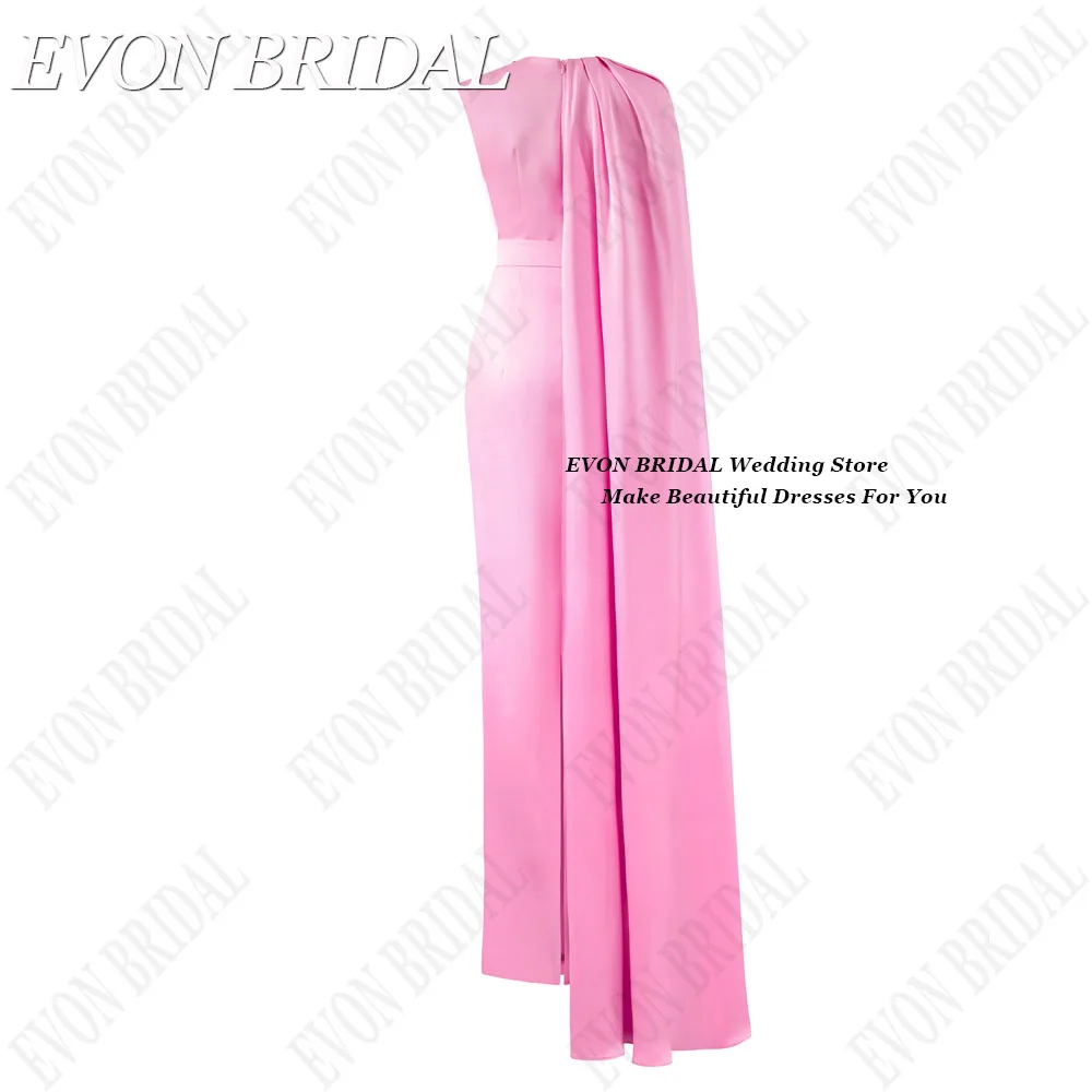 EVON BRIDAL Pink Evening Dresses With Shawl 2024 Saudi Arabia Women Formal Occasion Dresses Satin Mermaid فستان سهرة نسائي