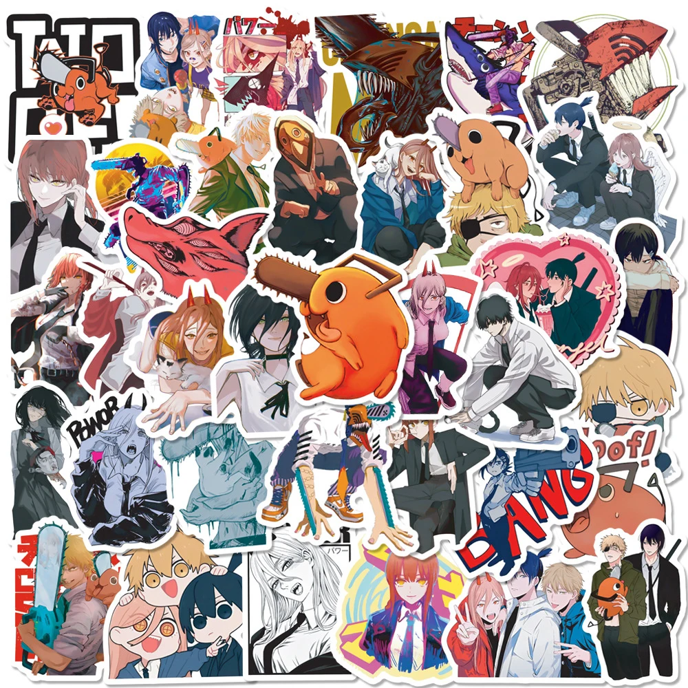 10/30/50pcs Japanese Anime Chainsaw Man Stickers Cool Denji Power Makima Decals Phone Laptop Skateboard Cartoon Sticker Kid Toys