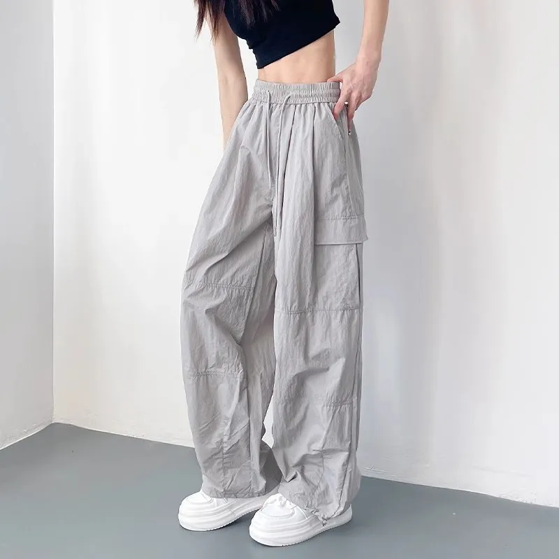 

Off Workwear Wide Leg Pants Women Summer Ice Silk Qui Dry Casual Loose Slimming Sports Straight Leg Trousers