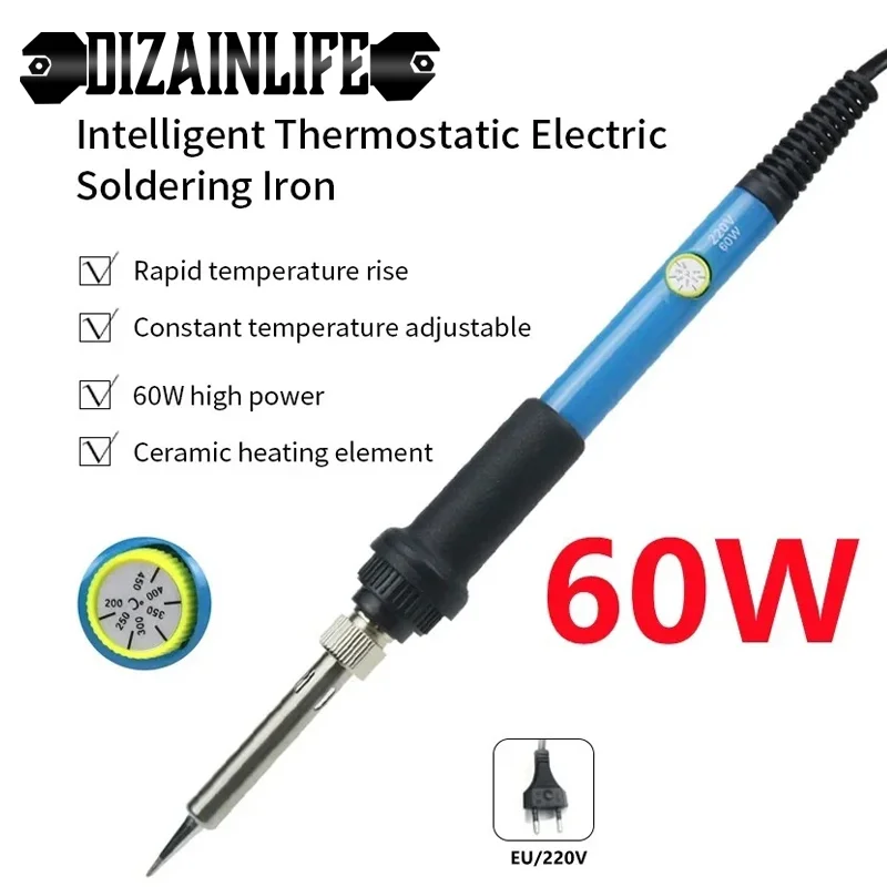 1 PC Electric Soldering 60w Iron European Plug Temperature Adjustment Soldering Iron Household Electronic Welding Repair Tool