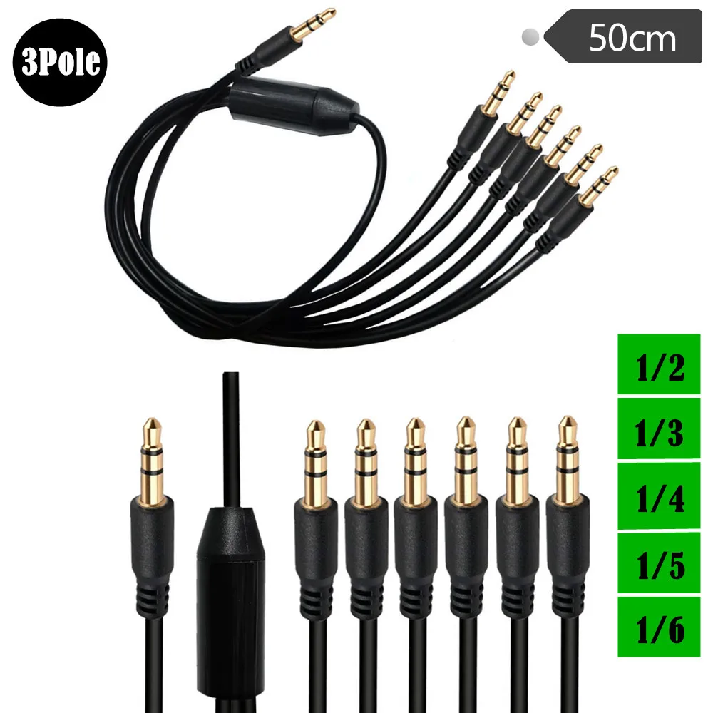 

Audio Splitter cable 3.5mm Male to 2/3/4/5/6 Male TRS Stereo Jack Headphones Adapter Cord for Smartphone, Computer, Mp3 Speakers