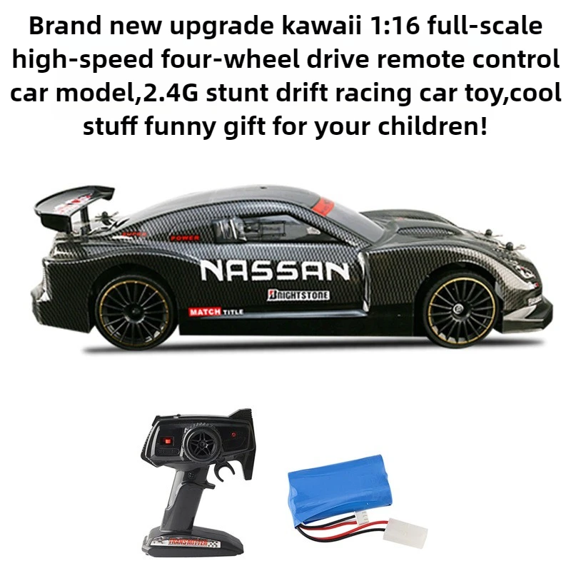 Cool Stuff Toy Car Funny Gift-1:16 Full-scale High-speed 4WD Rc Drift Car,Remote Control Car,Kawaii Sticker Rc Car,Toys for Kids