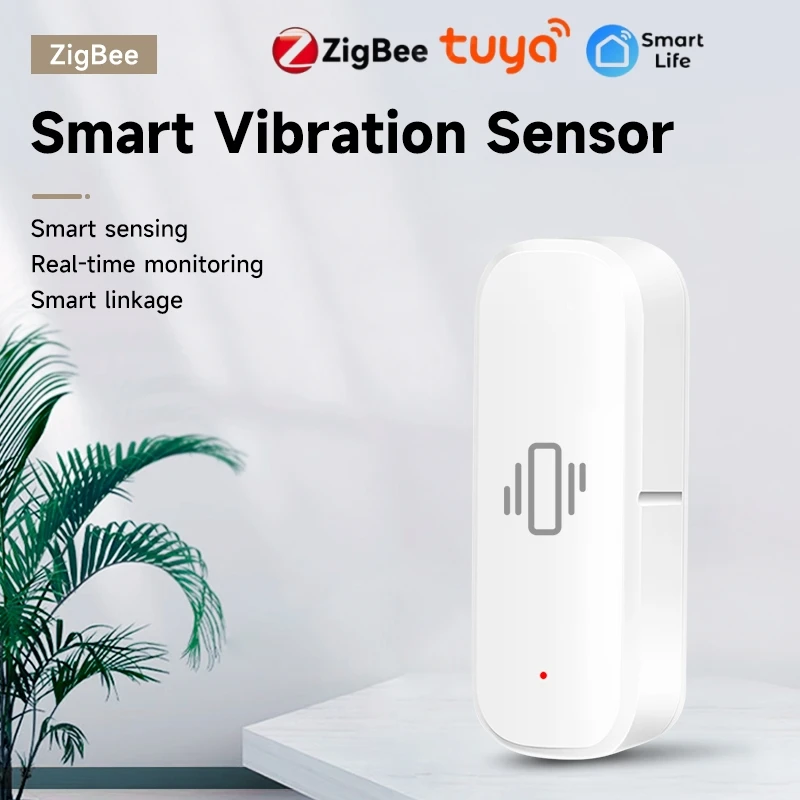 Tuya Smart Zigbee Vibration Sensor Smart Home Door Window Break Burglar Detection  Security Alarm System Smart Life APP