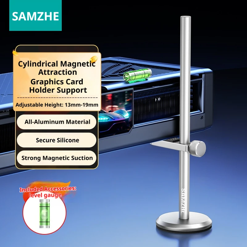 SAMZHE Grafische kaart GPU-houder Aluminium verticale beugel Magnetische GPU-behuizing Videokaarthouder voor desktop-pc-computerbehuizing