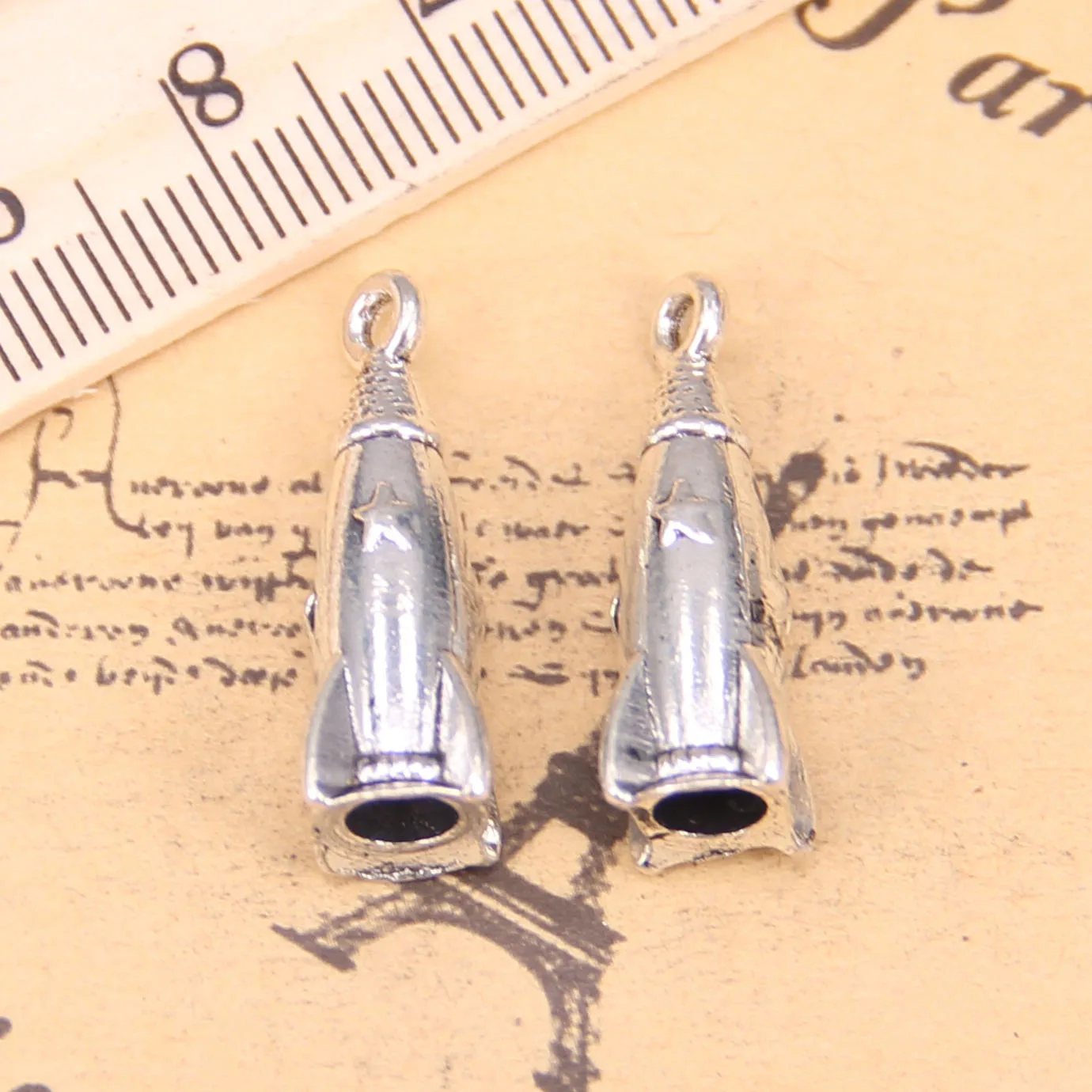 38pcs Jewelry Charms rocket spaceship missile 24x9x9mm Antique Silver Plated Pendants Making DIY Handmade Tibetan Silver Jewelry