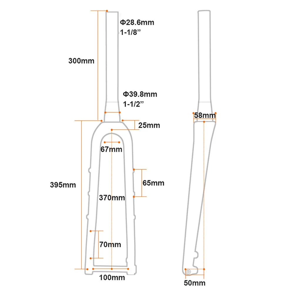 Gravel Carbon Fork 700C 1-1/8\