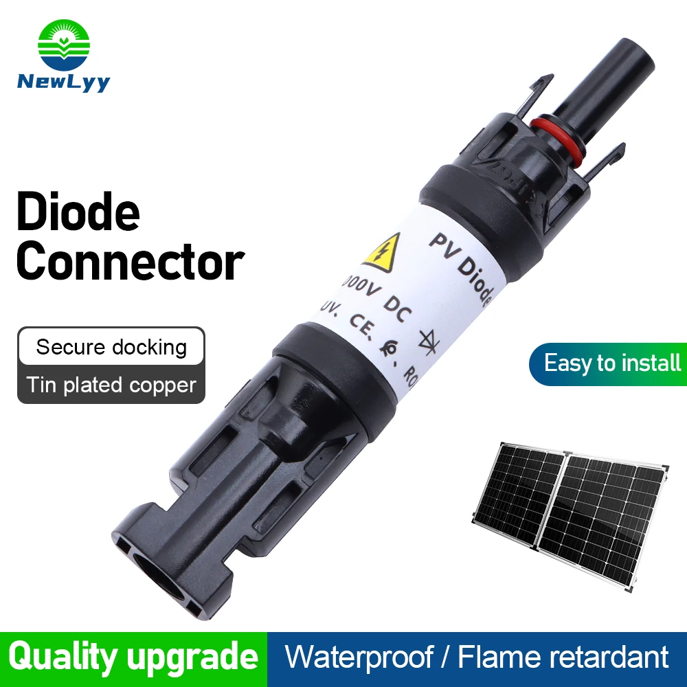 Solar Photovoltaic Diode Connector IP67 Waterproof Panel Cable 1000V 10A 15A 20A PPO Insulating Material Connector