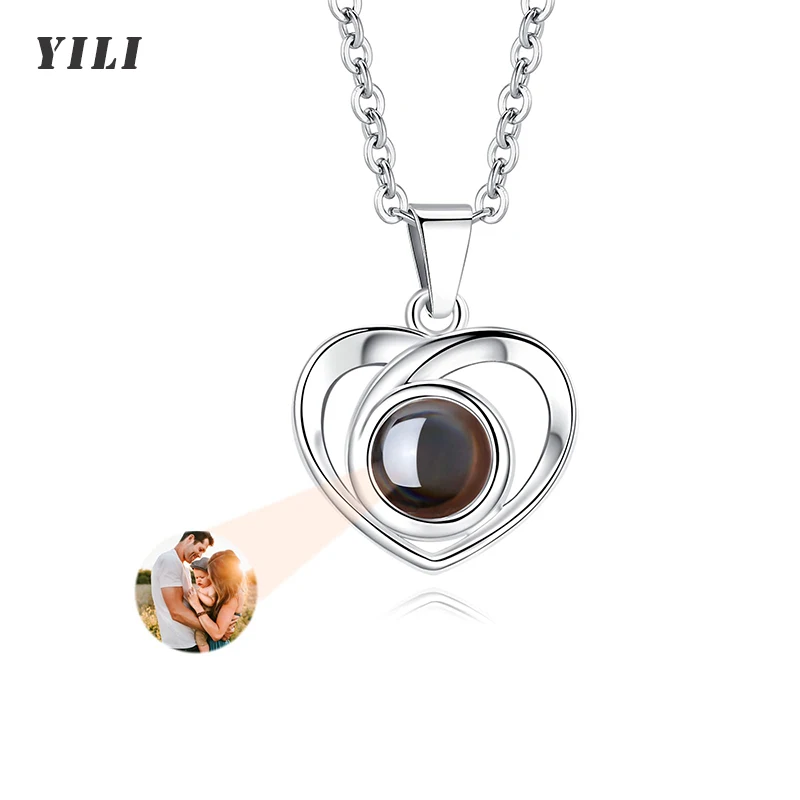 Personalized Heart Necklace with Photo Inside Custom Heart Picture Necklace Customized Rose Gold Jewelry Gifts  for Women Girls
