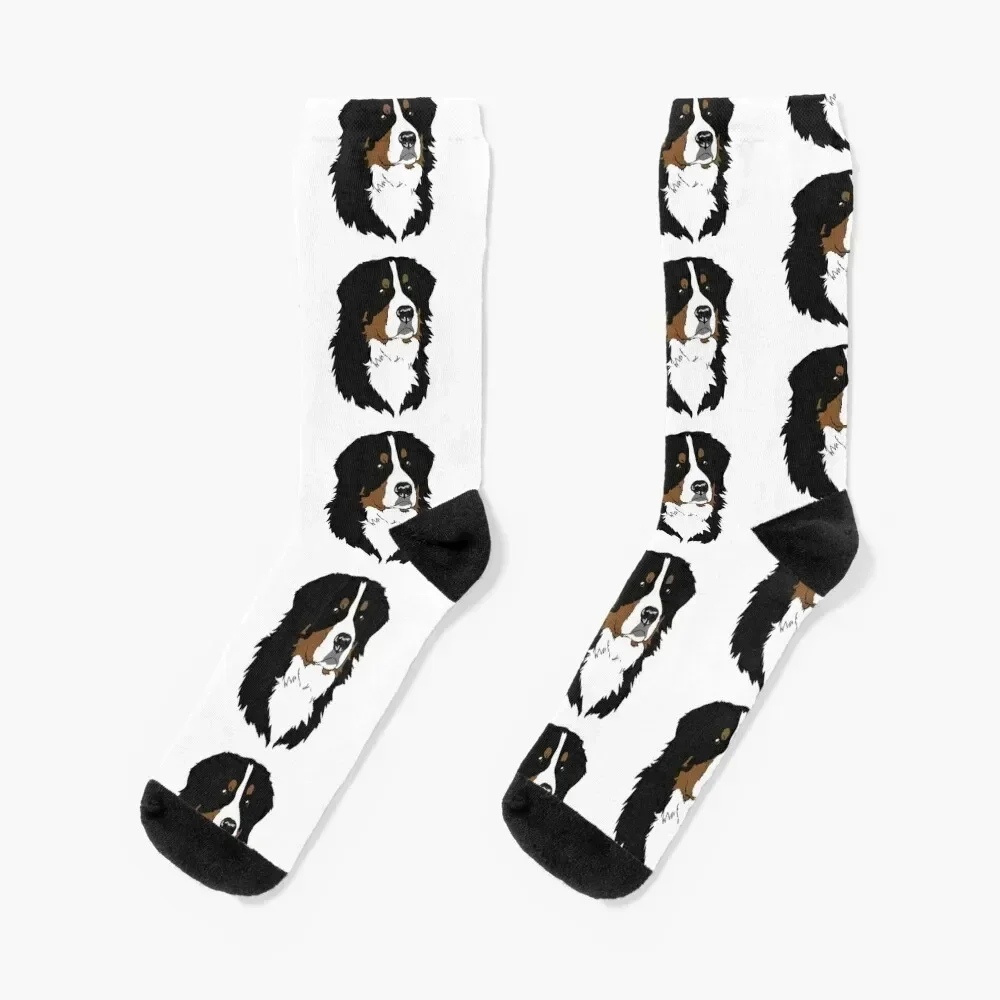 Bernese Mountain Dog Cute Face Socks Running floor valentine gift ideas warm winter Mens Socks Women's