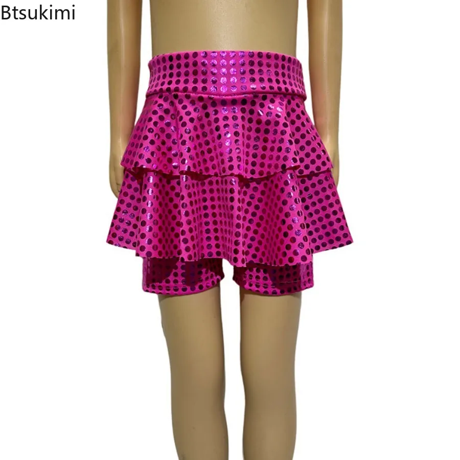 Dance Polka Dot Ruffles Mini Skirt Girls Kawaii Y2k Low Rise Sequined Micro Skirt Teen Girl Retro Cute Multi-Layers Cake Skirts