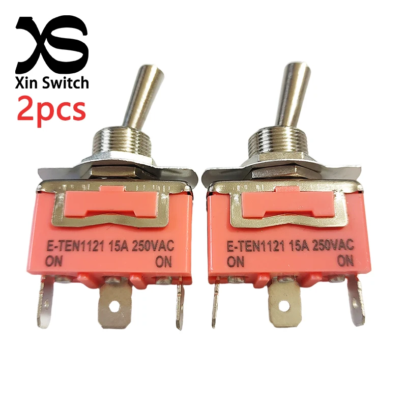 2PCS E-TEN1121 Miniature Toggle Switch Orange 12mm 3Pin 2Gears 15A 250VAC ON-0N The Power Switch Of The Rocker Arm