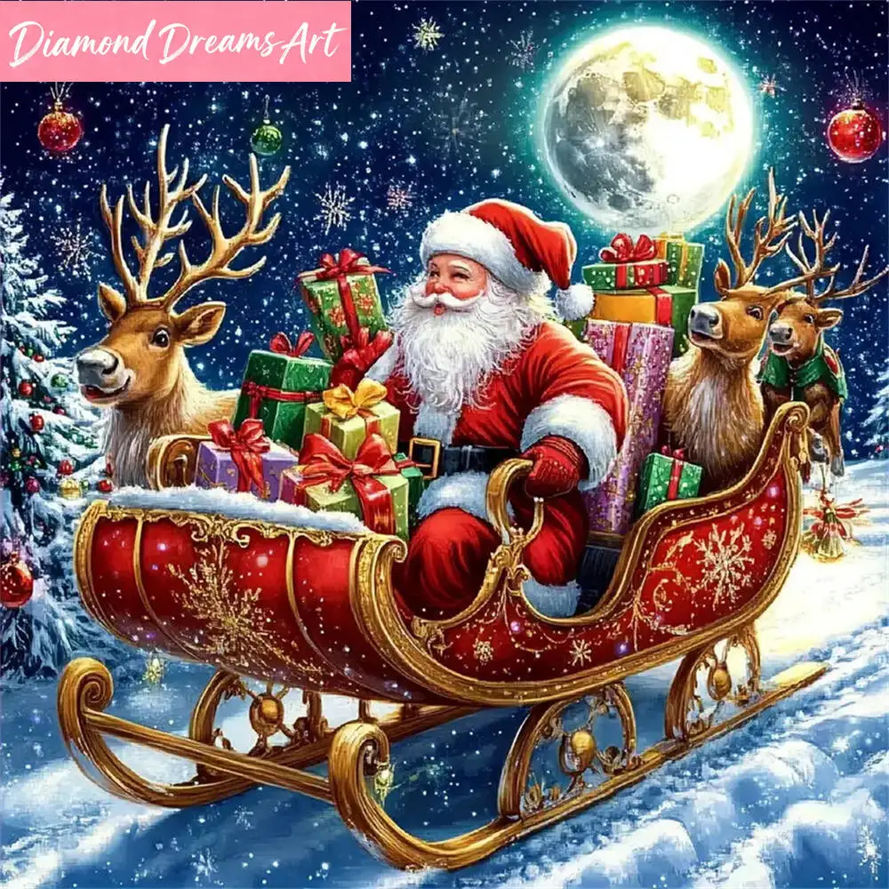 Diamant-Mosaik Weihnachtsmann-Porträt DIY Acryl-Bastelbedarf Mond Diamantmalerei Hirsch Neuerscheinung Weihnachtsgeschenke