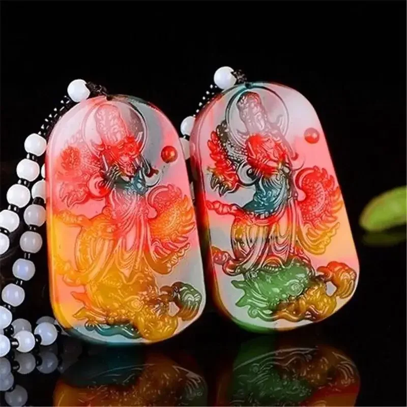 Colorful South China Sea Riding Dragon Tread Faucet Guanyin Pendant Men's Necklace Personality, Domineering, Dragon Pendant