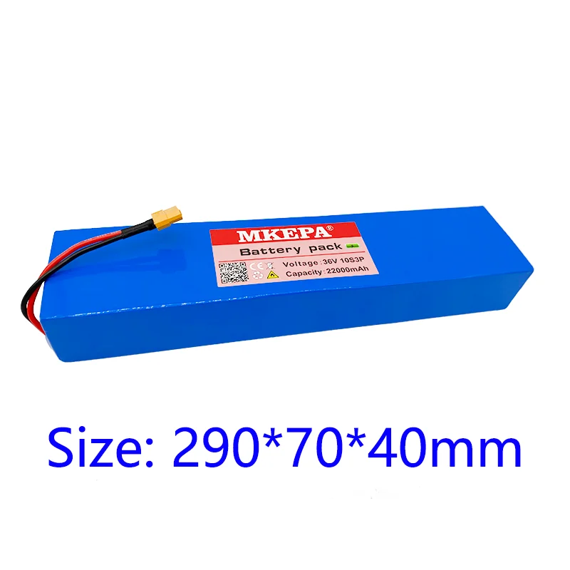 10S3P 36V22Ah 18650 rechargeable lithium battery pack 10S3P 500W high power 22000mAh large capacity with BMS + XT60 plug