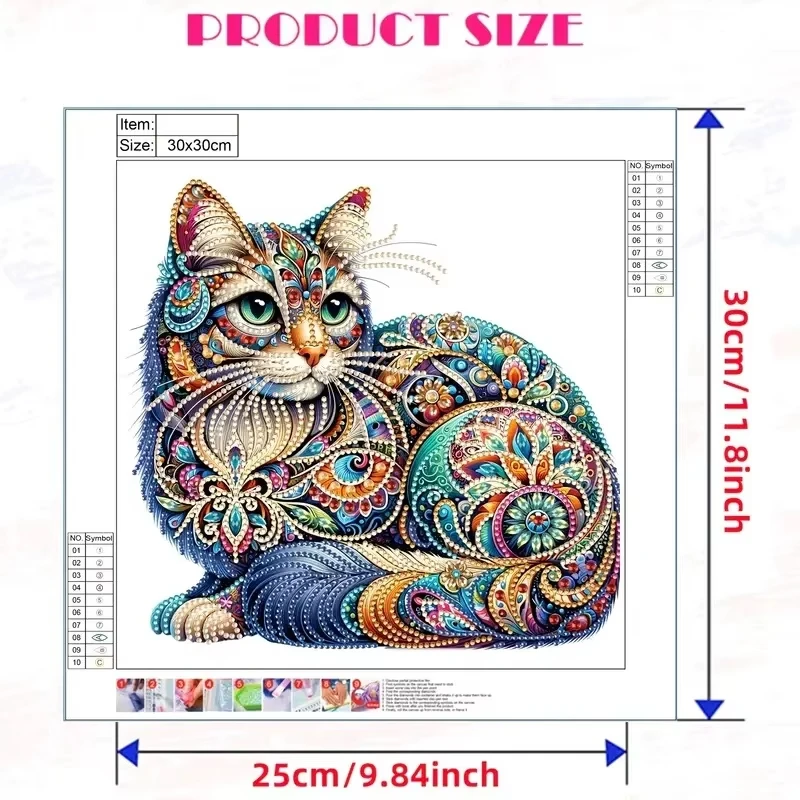 1pc Cat Pattern Diamond Painting Kit, DIY 5D Special Shape Crystal Diamond Partial Diamond Painting Mosaic Making Craft Frameles