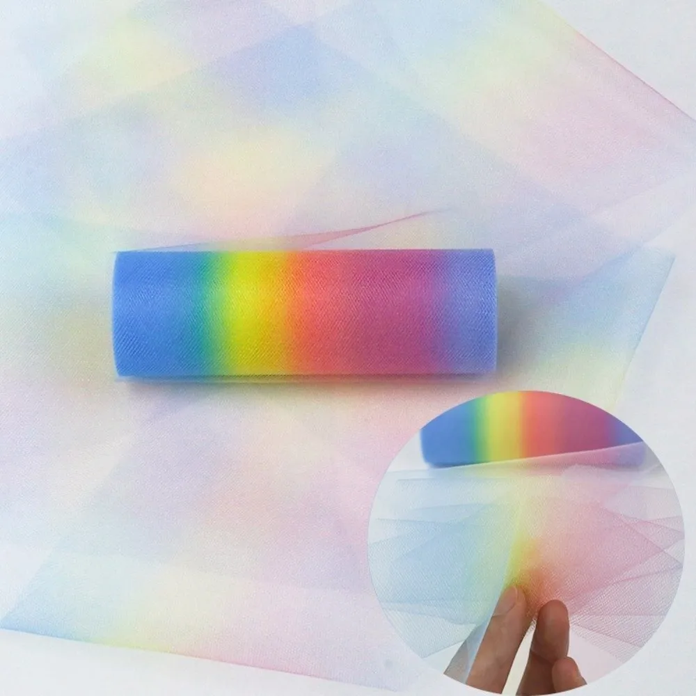 15cmX10Y Gradient Rainbow Tulle Roll Soft Mesh Roll Color Shift Glitter Tulle Shimmer Flash Holographic DIY Dress Mesh
