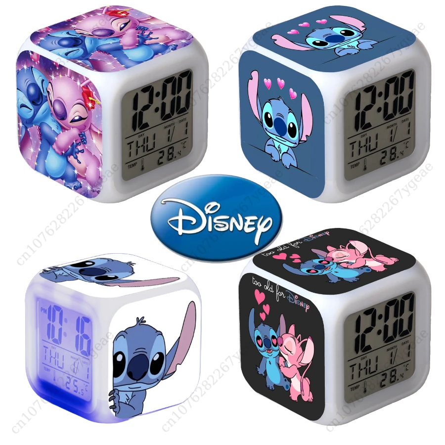 

Stitch Disney Alarm Clocks Night Light Color Change 7 Led Anime Lilo&stitchs Stich Desk Home Decor Kids Cartoon Birthday Gift