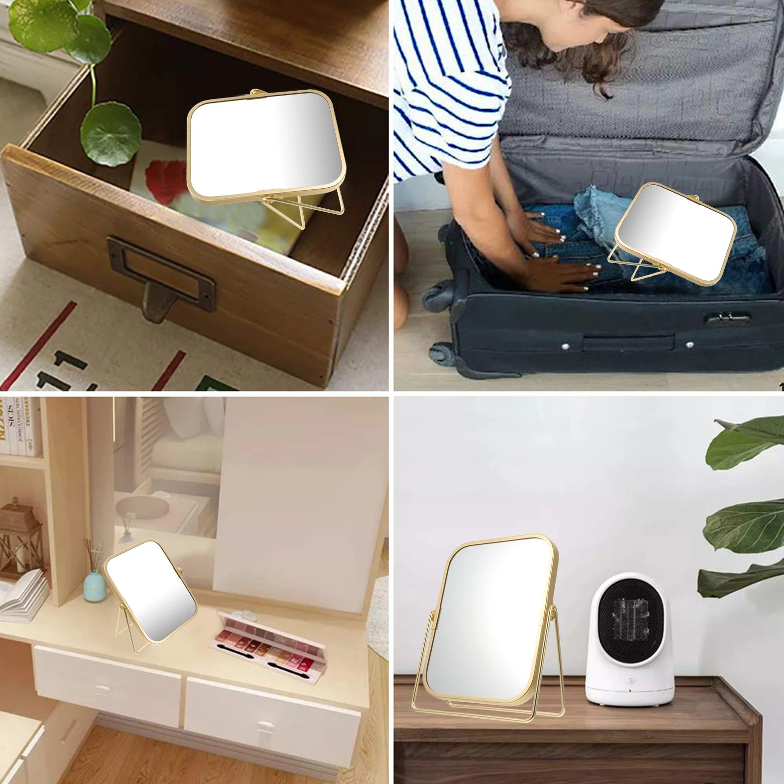 

Small Space Mirror Quality Material Swivel with Stand 360 Degree Convenient Modern Decoration