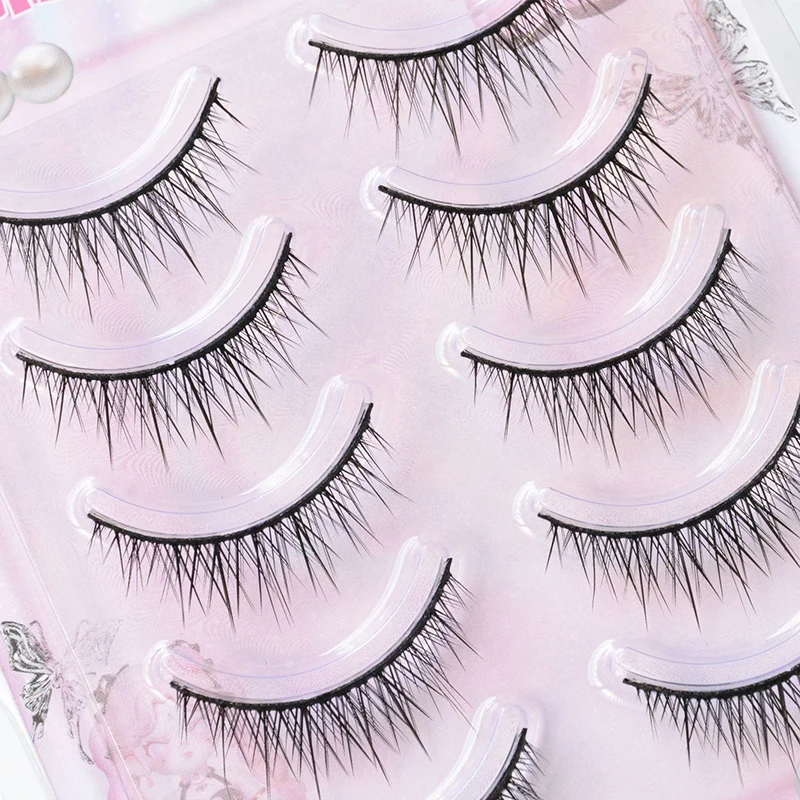 5 Paar Manga Baby Straight Lashes Hard Band Natural Fish Tail False Eyelashes Daily Cosplay Makeup – Detail 3