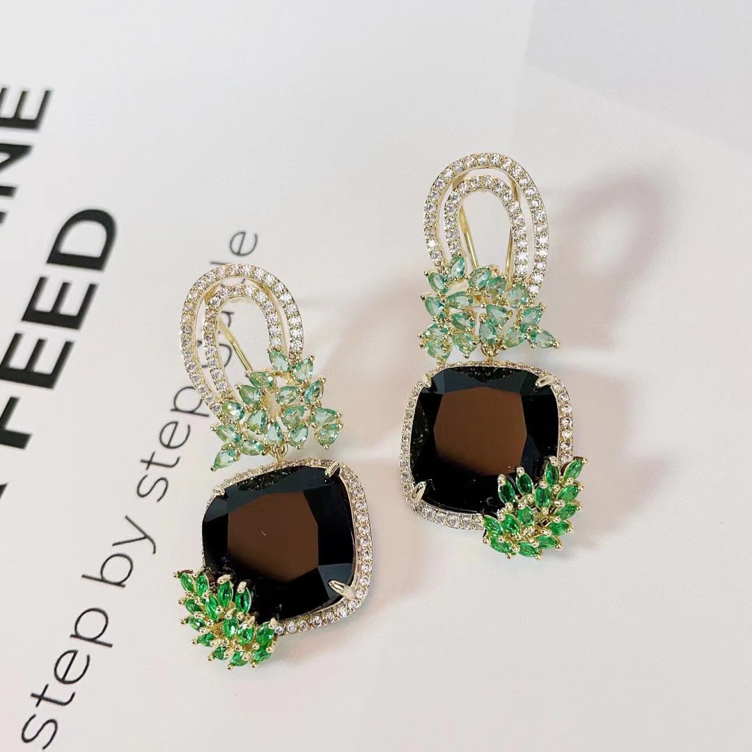 Fashion Square Shiny Cubic Zirconia Earring Women Wedding Party Banquet Microinsert Jewelry Anniversary Gift