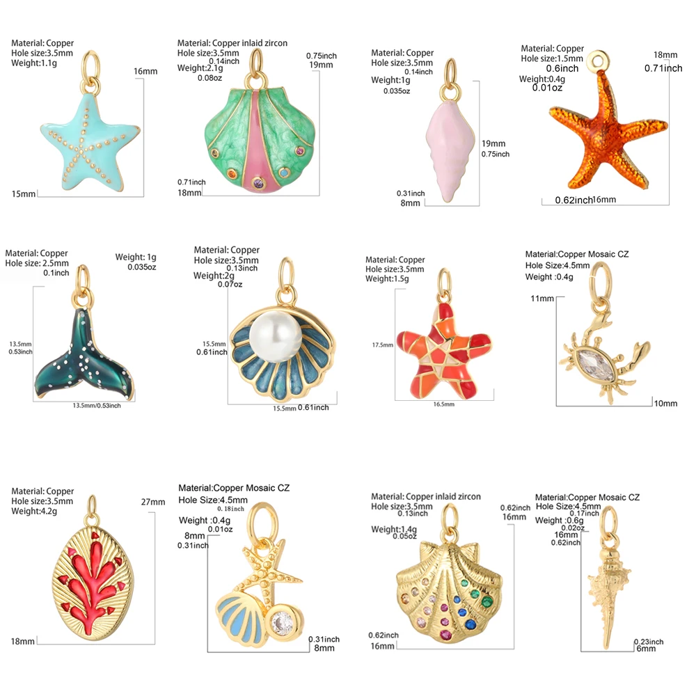 Shell Starfish Pave Colar, Suprimentos De Produção De Jóias Encantadoras, Pulseira CZ Bonito, Brincos DIY Acessórios