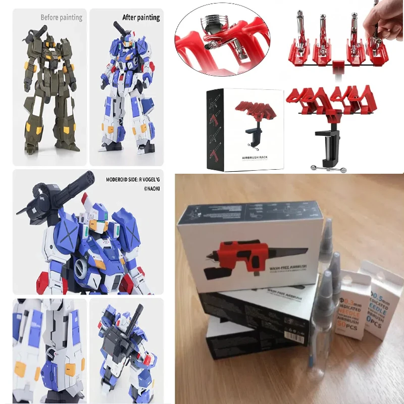 Dspiae Pt-ab 무세척 에어브러시 마커 랙 포함 스케일 모델 페인팅 도구 빠른 페인트 교체 취미 DIY 공예 펜 건 도구