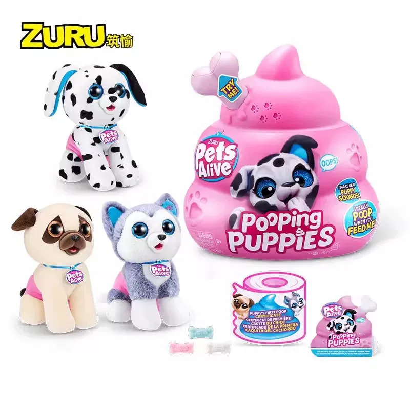 

Zuru Pets Alive Poop Dog Interactive Electric Sound Making Plush Dog Toy Blind Box Soft Cute Stuffed Puppy Girls Birthday Gifts