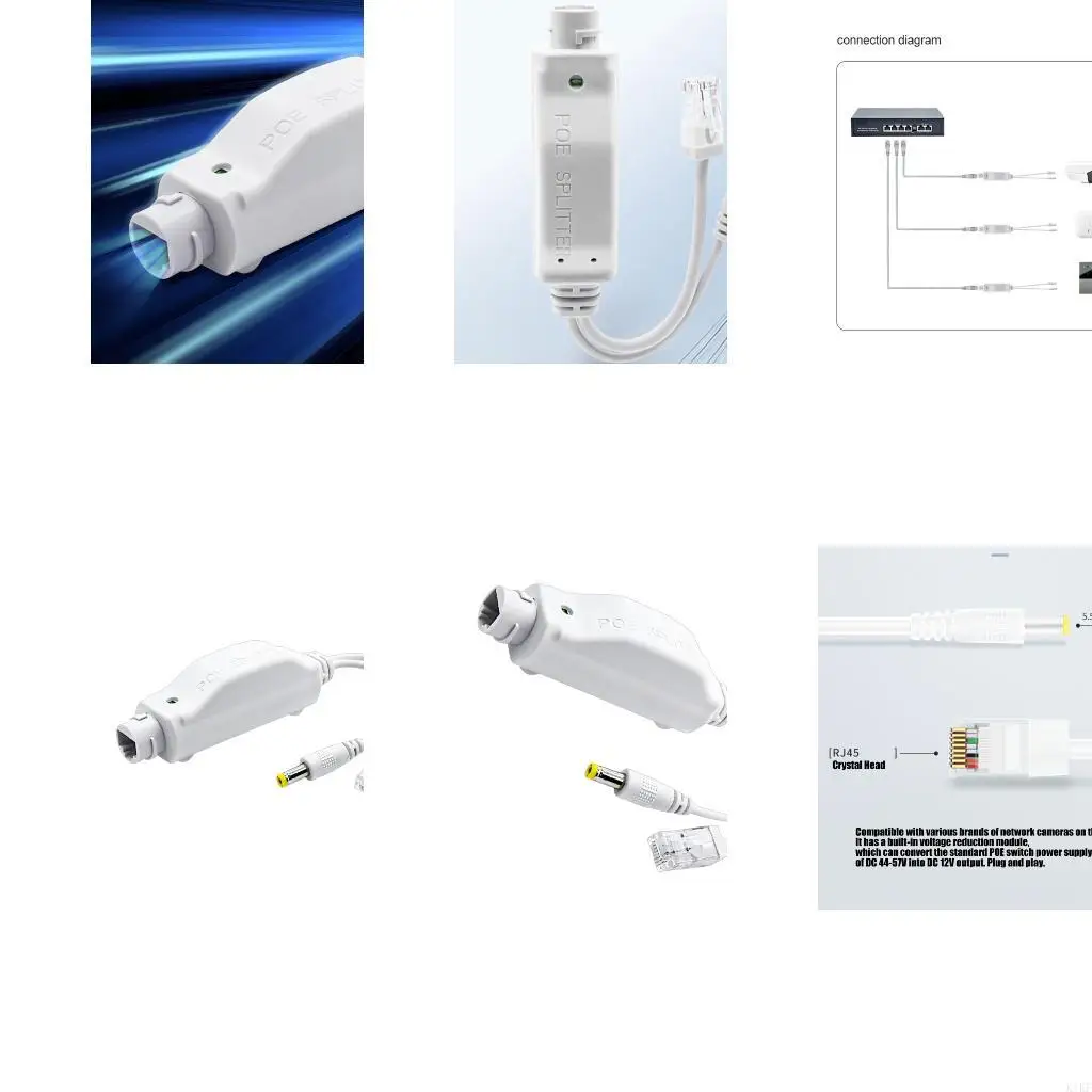 Outdoor Waterproof POE Splitter Converts 48V To 12V IEEE802.3af Compliant With High Efficiency For Security Systems K1KF