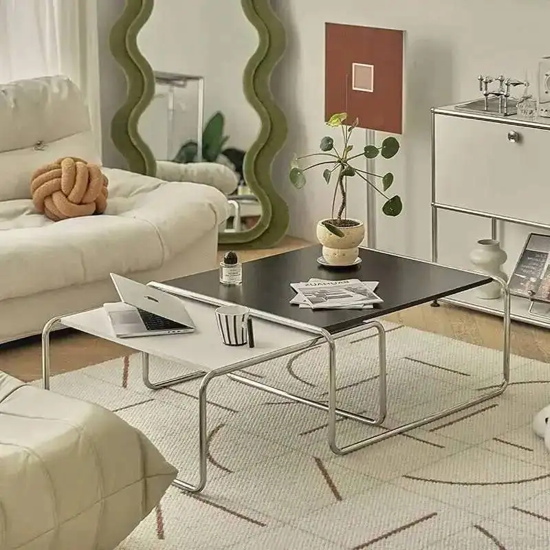 Bauhaus Stainless Steel Medieval Personality Black And White Rectangular Side Several Combination Home Living Room Coffee Table
