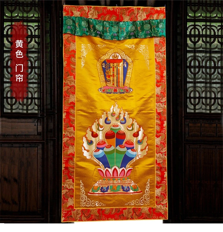 

Wholesale Buddhist supplie Greco-Buddhist Tibet Buddhism Kalachakra Auspicious Embroidery Tapestry wall Door curtain talisman
