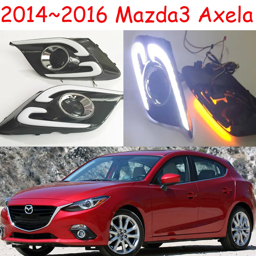 

1 комплект 2014 ~ 2016y автомобильный бампер, фара для mazda3 Axela, дневное освещение, дневные фонари, фары для mazda 3 Axela fog, Axela headligh