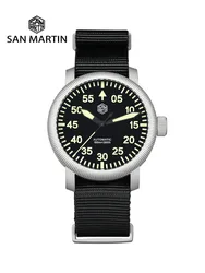 San Martin New 40mm Retro Pilot YN55 Automatic Mechanical Fashion Simple Style Men Wristwatch 100m Waterproof C3 Luminous SN0143