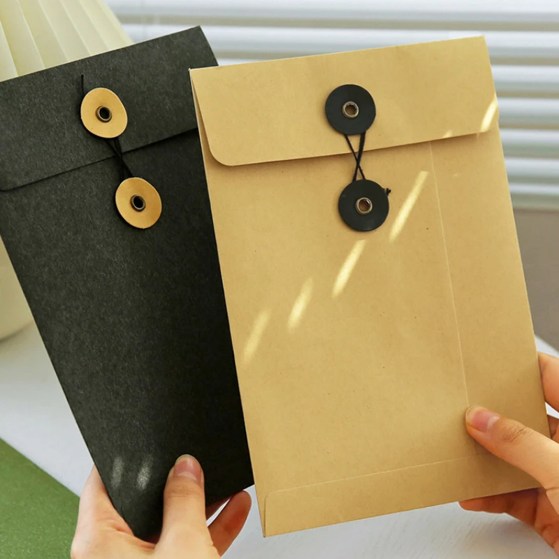 25 Pcs Classical White Black Kraft Blank Paper Window Envelopes Wire Wrap Envelope Folder File Storage Gift Envelope