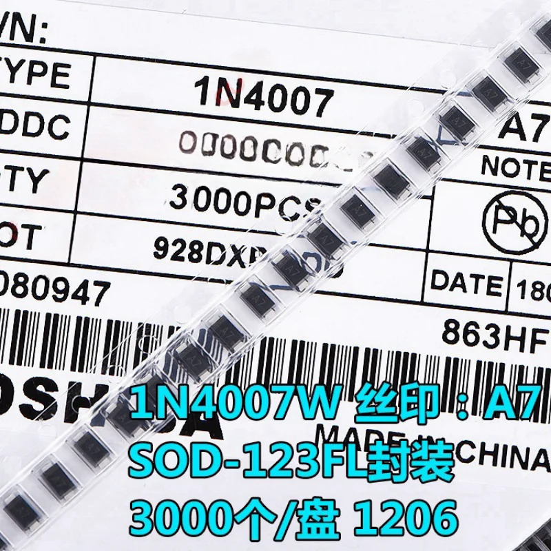 A7 rectifier diode 1N4007W SMT SOD-123FL package in4007 silk screen A7 3000 pieces/disc