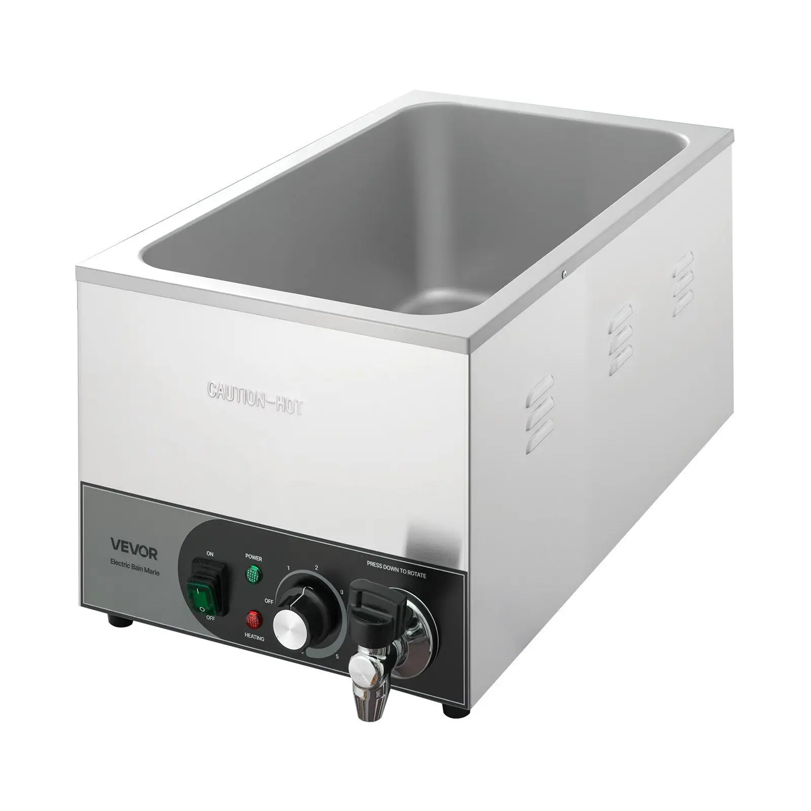 

Commercial Food Warmer, 1200W Electric Stainless Steel Steam Food Warmer, Fast Heating Countertop Buffet Bain Marie with